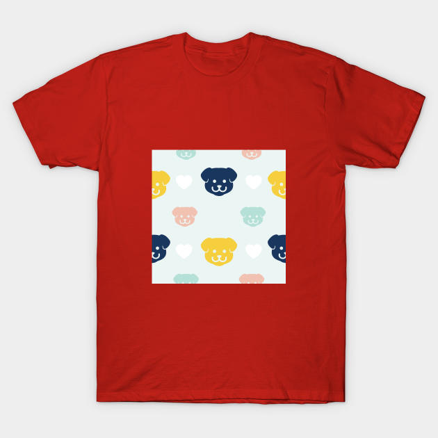 Colorful Puppy Dog Pattern T-Shirt by FromTheAshes